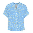 thumbnail image 4 of Youyipin womens tops V-neck Short Sleeved flower Printe Button Short Sleeved Loose Fashion T-shirt summer tops for women, 4 of 5