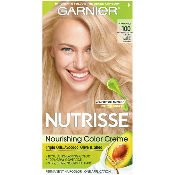 Garnier Nutrisse Nourishing Hair Color Creme, 100 Extra-Light Natural Blonde  (Chamomile), 1 Kit - Walmart.com