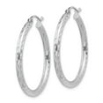 thumbnail image 2 of 925 Sterling Silver Rhodium-plated 2.5mm Diamond Cut Hoop Earrings; for Adults and Teens; for Women and Men, 2 of 3