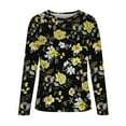 thumbnail image 5 of Qepwsc Womens Floral Print Shirts Long Sleeve Basic Tee Casual Fall Tops Fashion Casual Clothes Ladies Pullover Shirts Tops Loose Fits, 5 of 5
