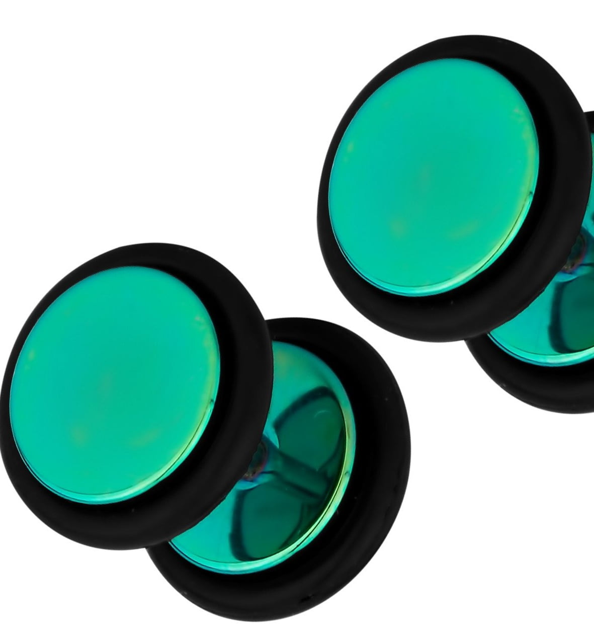 Sold as Pair Pierced Owl Opal Glitter Fake Cheater Plugs Stud Earrings 16g 316L Surgical Steel