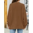 thumbnail image 4 of Mialoley Pull Décontracté pour Femmes, Manches Longues Col Rond Couleur Unie Coupe Ample Hauts en Tricot d'Hiver, 4 of 5