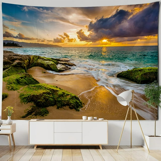 Tapiz de pared con vista al mar, 150 x 100 cm, fibra de poliéster