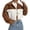 Brown, variant on Cropped Jacket Women Long Sleeve Button Down Collared Color Block Casual Fuzzy Jackets Winter Coats Cardigan Outerwear