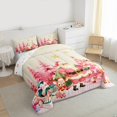 thumbnail image 3 of Manfei Cartoon Santa Claus Bedding Comforter Set for Kids, Pink Christmas Tree Twin Comforter Sets, Kawaii Reindeer Penguin Snowman Reversible Bedding Set, Luxury Bedroom Decor, 2 Pieces, 3 of 8