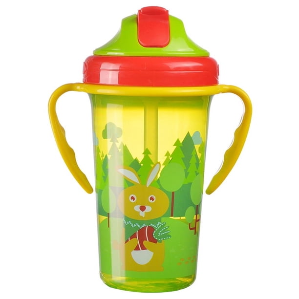 Vaso de agua de gran capacidad a prueba de goteo con tapa y asa, aislamiento térmico, anti-quemaduras, anti-caída, vaso para beber para niños