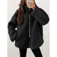 thumbnail image 4 of Osfvolr Womens Jacket Oversized Zip Up High Collar Long Sleeves Fuzzy Casual Winter Fall Coats with Pockets Black XL, 4 of 8