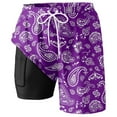 thumbnail image 4 of Mens Swim Trunks With Compression Liner 2 In 1 Swimming Shorts Summer Shorts Printed Double Inner Layer Beach Pants With Pocket Quick Dry Bathing Suits, 4 of 4