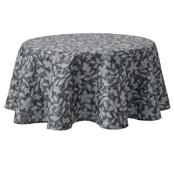 Mainstays Dot Botanical Fabric Tablecloth, Black, 60"x84"
