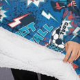 thumbnail image 3 of Oversized Wearable Blanket Hoodie,Blue Soccer Elements Pattern Sherpa Blanket Hoodie with Super Pockets,Super Warm Fuzzy Pullover for Women & Men, 3 of 6