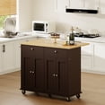 thumbnail image 2 of Walsunny Kitchen Islands Carts with Drop Leaf Table 2 Drawers 5 Wheels 4 Magnetic Doors Rolling Storage Cabinet Brown, 2 of 6
