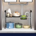 thumbnail image 2 of Hyasfey Retractable Storage Rack Anti-Corrosion Strong Load-bearing Bathroom Under-Sink Expandable Heavy Duty Metal Shelf Organizer, 2 of 8