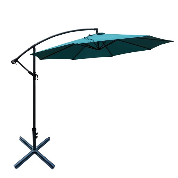 Hommoo 10 Feet Offset Cantilever Umbrella Outdoor Hanging Patio Umbrella Teal Walmart Com Walmart Com
