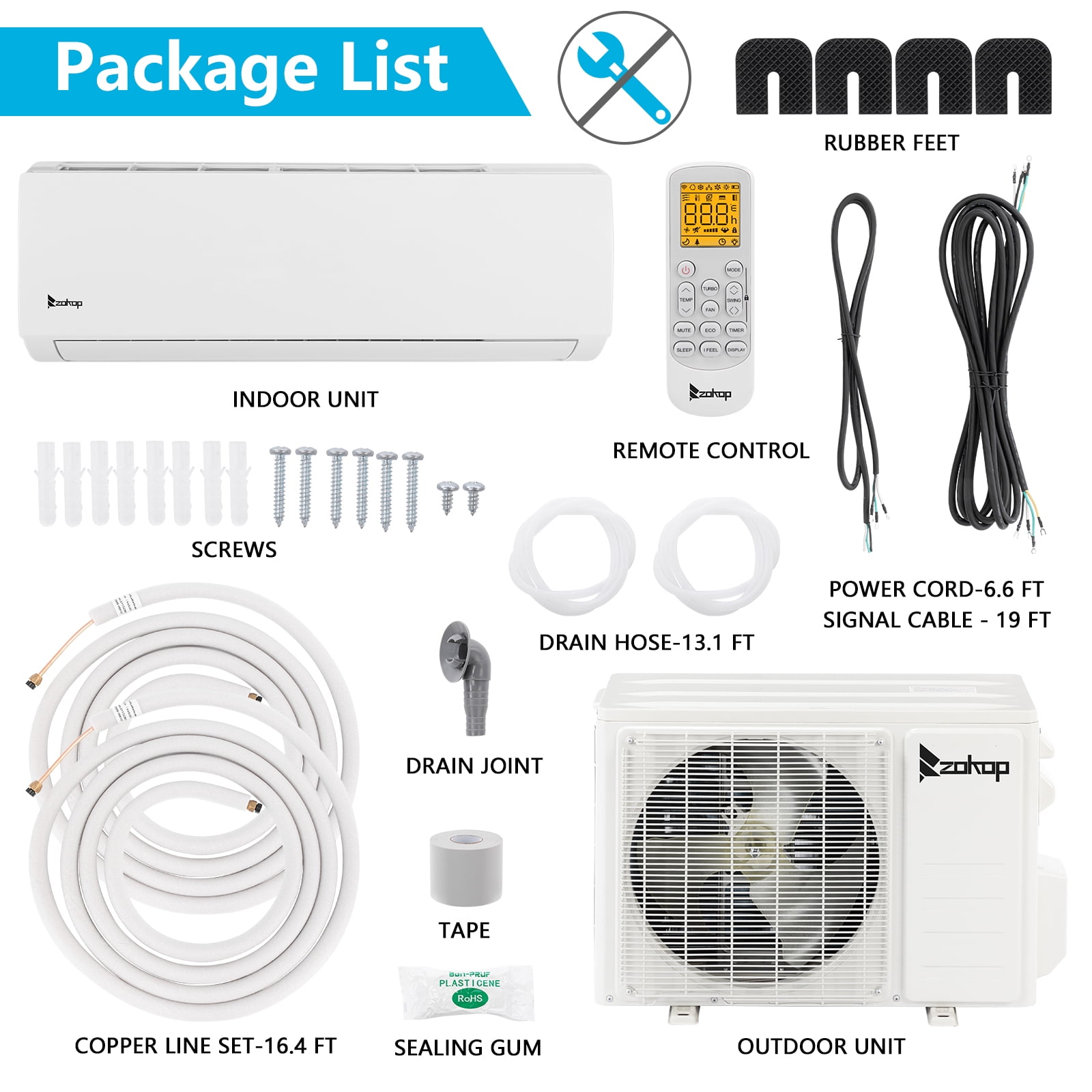 Zimtown 19 Seer 12000BTU Wifi Enabled Mini Split Air Conditioner Ductless Inverter System, 115V 60Hz Energy Efficient Unit With Heat Pump