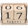 thumbnail image 1 of MasteelfCA Wooden Calendar Reusable Desktop Calendar Burned Effect Calendar Block for Office Home Beige, 1 of 8