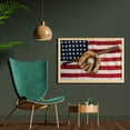 thumbnail image 2 of Baseball Wall Art with Frame, Vintage Baseball League Equipment Usa Grunge Glove Bat Fielding Sports Theme, Printed Fabric Poster for Bathroom Living Room, 35" x 23", Brown Red Blue, by Ambesonne, 2 of 2