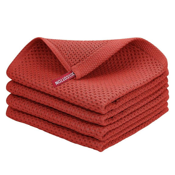 BIZHUA CotTon Dish Cloths Weave Soft and Absorbent Dish Towels 4 Pack Dish Rags 13.4 X 13.4 Inches Dishcloths for Kitchen Washing Dishes, 4* Towel