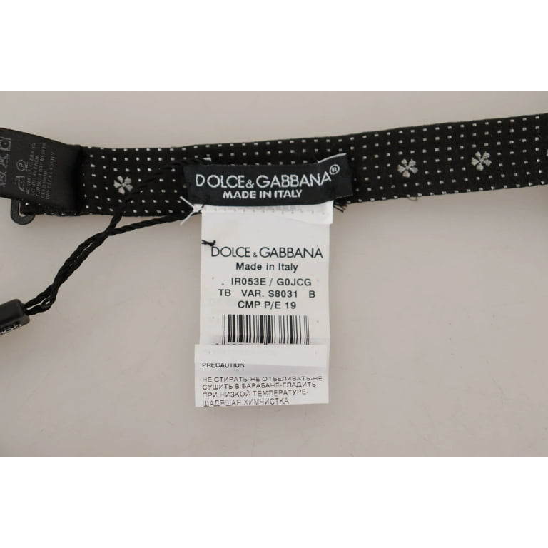 Dolce & Gabbana Black Gray Polka Dot 100% Silk Neck Papillon Tie
