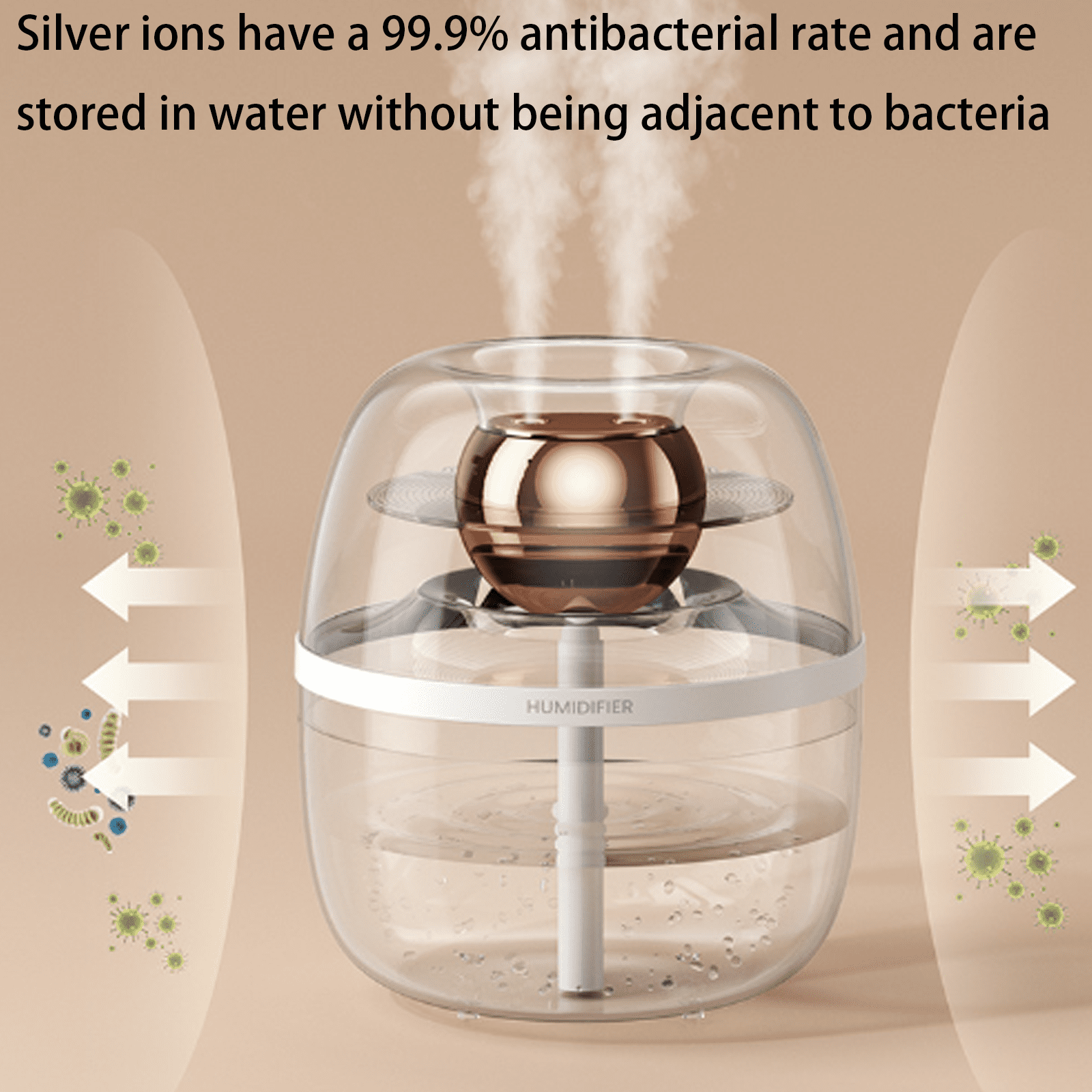 RAPOBRIX 3L Silver Ion Antibacterial Humidifier for Bedroom - Large Capacity Quiet Ultrasonic (White)