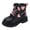 Black, variant on Toddler Boots Winter Leather Lace Up Stylish Heart Color Matching Side Zipper Boots Toddler Snow Boots Pink 3.5 Years-4 Years