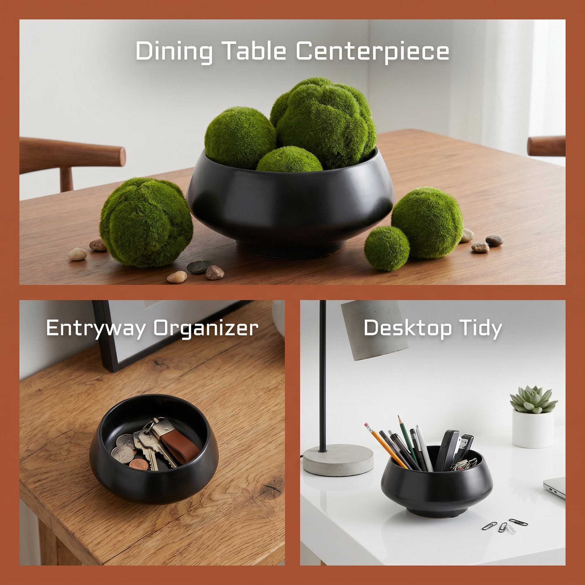 Unique Bargains Irregular Ceramic Decorative Bowl & Catchall Tray Black 3.9" x 3.9" x 2"