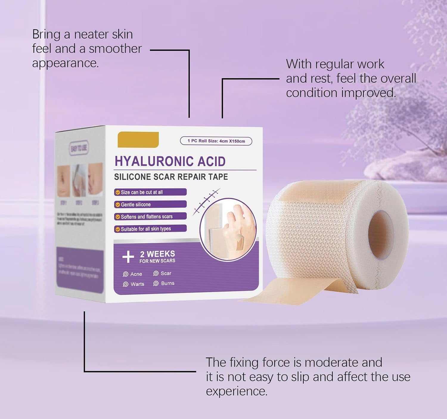 Risedora Hyaluronic Acid Nano Repair Tape, Silicone Scar Sheets and Face Tape for Wrinkles, Gentle Hydrating Scar Removal Tape for All Skin Types