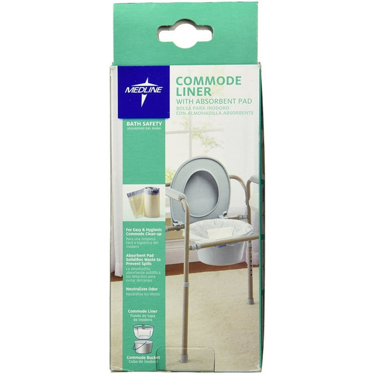 Lunderg Commode Liners with Lemon Scented Absorbent Pads - Value Pack  Medical Grade 50 Count Universal Fit - Disposable Bedside Commode Liners  and Pads for Adult Commode Chairs & Portable Toilets 