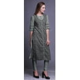thumbnail image 3 of Bimba Kurti Longue Droite pour Femmes Imprimée Indienne en Rayonne Slub Tunique à Manches 3/4, 3 of 6