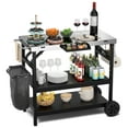 thumbnail image 1 of Patiojoy Outdoor Food Prep Cart Table 3-tier Mobile Serving Trolley with Adjustable Shelf Phone Stand Spice Rack Towel Rack Garage Rack, 1 of 10
