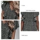 thumbnail image 3 of Blusa de manga corta con volantes Estampado floral Blusa de manga con volantes y escote en V ajustada informal para mujer Verano Negro XL, 3 of 6