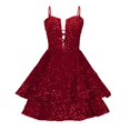 thumbnail image 3 of Women's Sequined Short Homecoming Suspender Sexy Dress Shiny Sweet Prom Party Evening Dress, 3 of 7