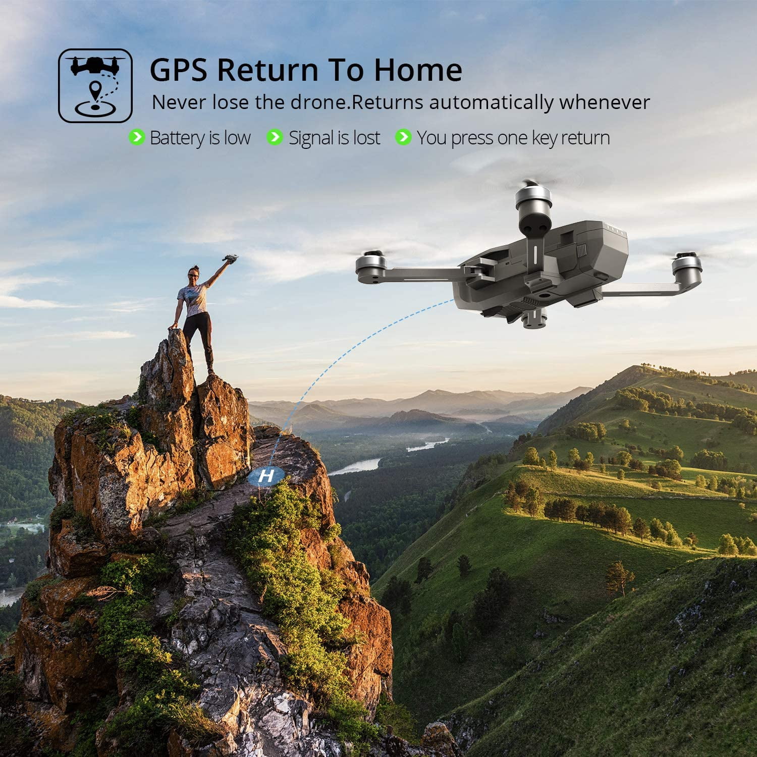 Holy Stone HS720 GPS Drones with Camera 4K UHD for Adults, Foldable Quadcopter with Brushless Motor, 1 Battery Offer 26 Mins Flight Time, Black