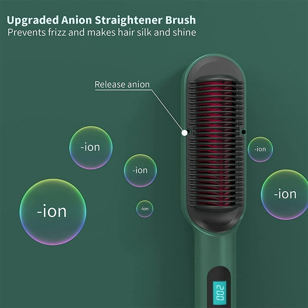 Greswe 1 Pcs Ionic Hair Straightener Brush hair Straightening Iron And Curler 2 In 1 For Women fast Heating anti Scald temperature Lock hot Hair Comb