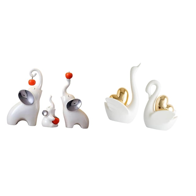 Elegantes Esculturas Familiares De Elefantes Y Cisnes, Estatuas De Animales Para Sala De Estar, Dormitorio, Escritorio, Estantería, Entrada, Decoración De Mesa.