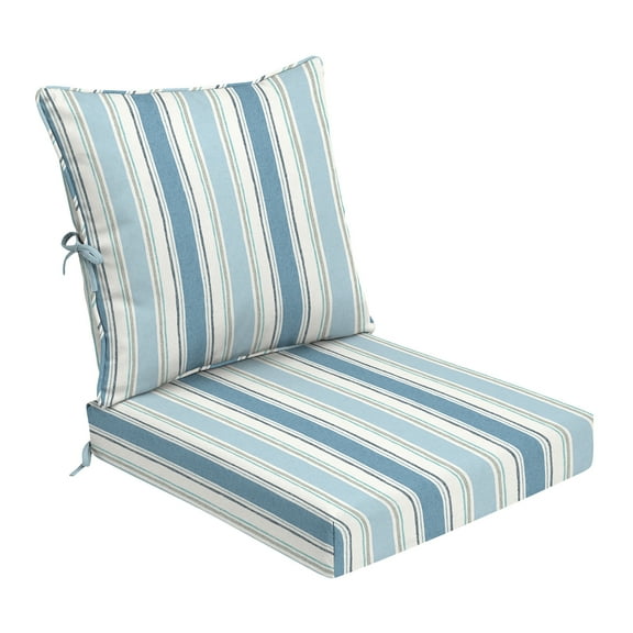 ARDEN Foam Outdoor Deep Seat Cushion Set, 24 x 24, made with ProFoam, Rain-proof, Fade Resistant, French Blue Linen Stripe
