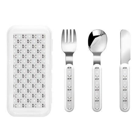 

Zufioo Panda Bear Print Children s Knife Fork and Spoon Three-Piece Set Toddler Safety Cutlery with Outer Box Suitable for Home and Kindergarten Use