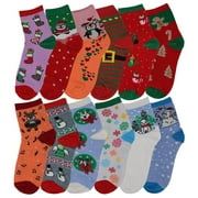 12 Pairs Pack Kids Girls Colorful Creative Fun Novelty Design Crew Socks
