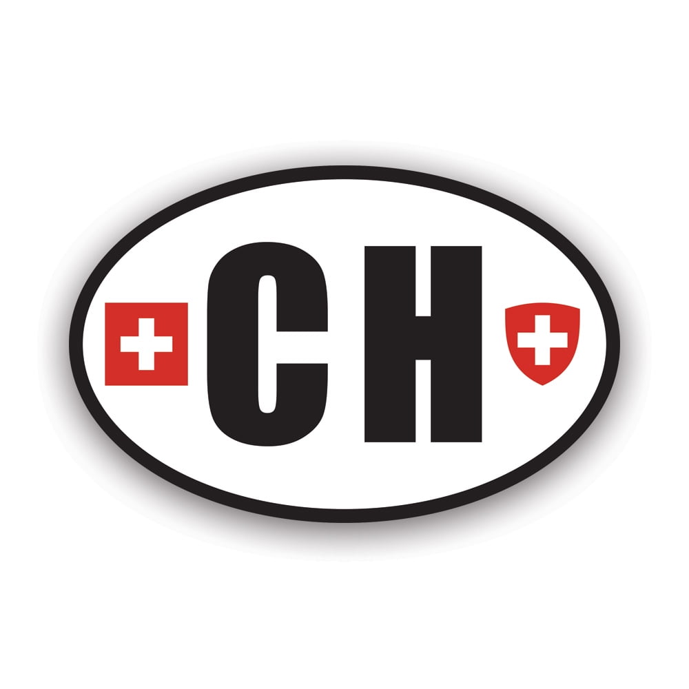 Switzerland Oval Sticker Decal Self Adhesive Vinyl Weatherproof
