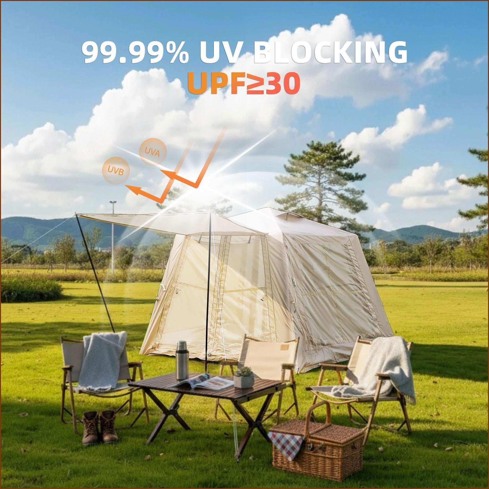 Tents | Tienda de Campaña | 2-3 Person 4 Season Inflatable Tent for Camping Glamping | Waterproof | Incl. Hand Pump | oxford fabric