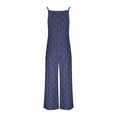 thumbnail image 4 of Women Casual Loose Jumpsuit Printed Pockets Sleeveless Back Strap Jumpsuit Dark Blue XL, 4 of 5