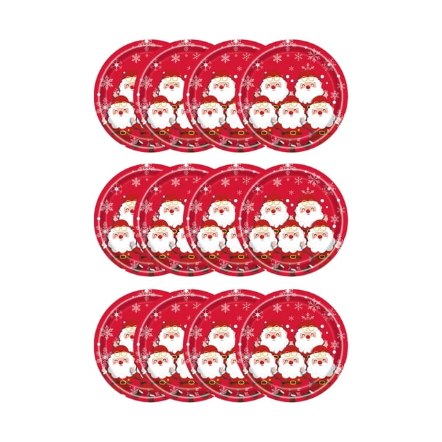 SIYTUAU 16 Piece 9 Inch Santa Claus Snowflake Paper Plates Christmas Party Tableware Disposable Dinner Plates For Holiday B