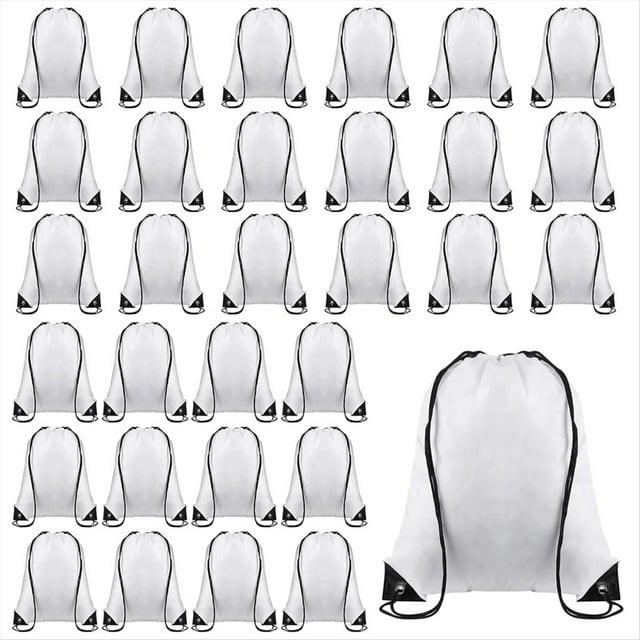 30 bolsas vacías con cordón para sublimación, tipo mochila, para máquina de prensado térmico de sublimación. Bolsa reutilizable tipo mochila.