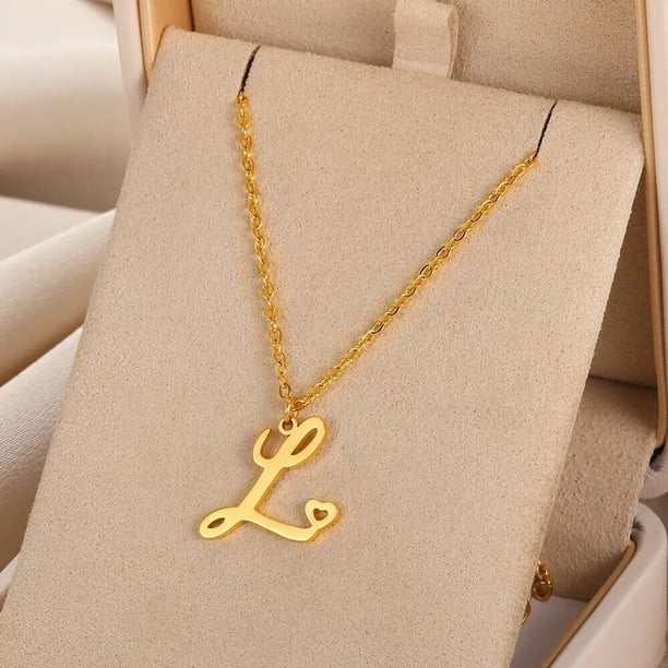 Collares con 26 letras de corazón para mujer, joyería delicada del alfabeto, collares con iniciales de A-Z de acero inoxidable, colgantes 2022