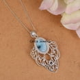 thumbnail image 4 of Pure 925 Sterling Silver Necklace For Women, Genuine Larimar & Blue Topaz Oval Round Gemstone Unique Handcrafted Necklace For Her, 4 of 4