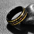 thumbnail image 2 of JQUEEN Men's 8mm Black and Broken Opal Tungsten Carbide Ring Inlaid Carbon Fiber Wedding Bands Ring, 2 of 5