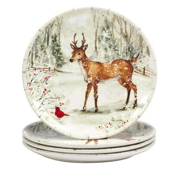 Winter's Walk Multi-Colored Dinner Plates (Set of 4)