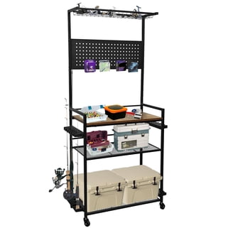 M optimized Fishing Rod Holders, 3-Tier Fishing Pole Rack Holds 12 Rods  with Hooks & Pegboard, Gear Storage Organizer for Tackle Box Storage with  Reel Rack - Walmart.com