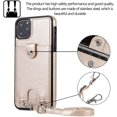 thumbnail image 5 of PU Leather Wallet Case for iPhone 11 Pro Max Necklace Lanyard Case Cover with Card Holder Adjustable Detachable Anti-Lost Neck Strap for Apple iPhone 11 Pro Max 6.5",Gold, 5 of 18