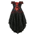 thumbnail image 4 of DPTALR Women's Lace Bow Tie Color Retro Medieval Ball Patchwork Puffy Skirt Set, 4 of 4