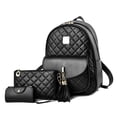thumbnail image 1 of Mochila acolchada Argyle de 3 piezas, mini mochila de moda con bolso de mano y tarjetero, 1 of 5